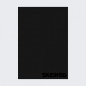 Black A5 lined notepad with black skewed logo