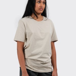 model wearing skewed twotone tshirt
