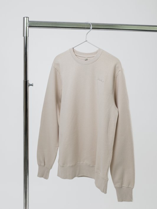 Beige unisex sweatshirt in heavy organic cotton on hanger